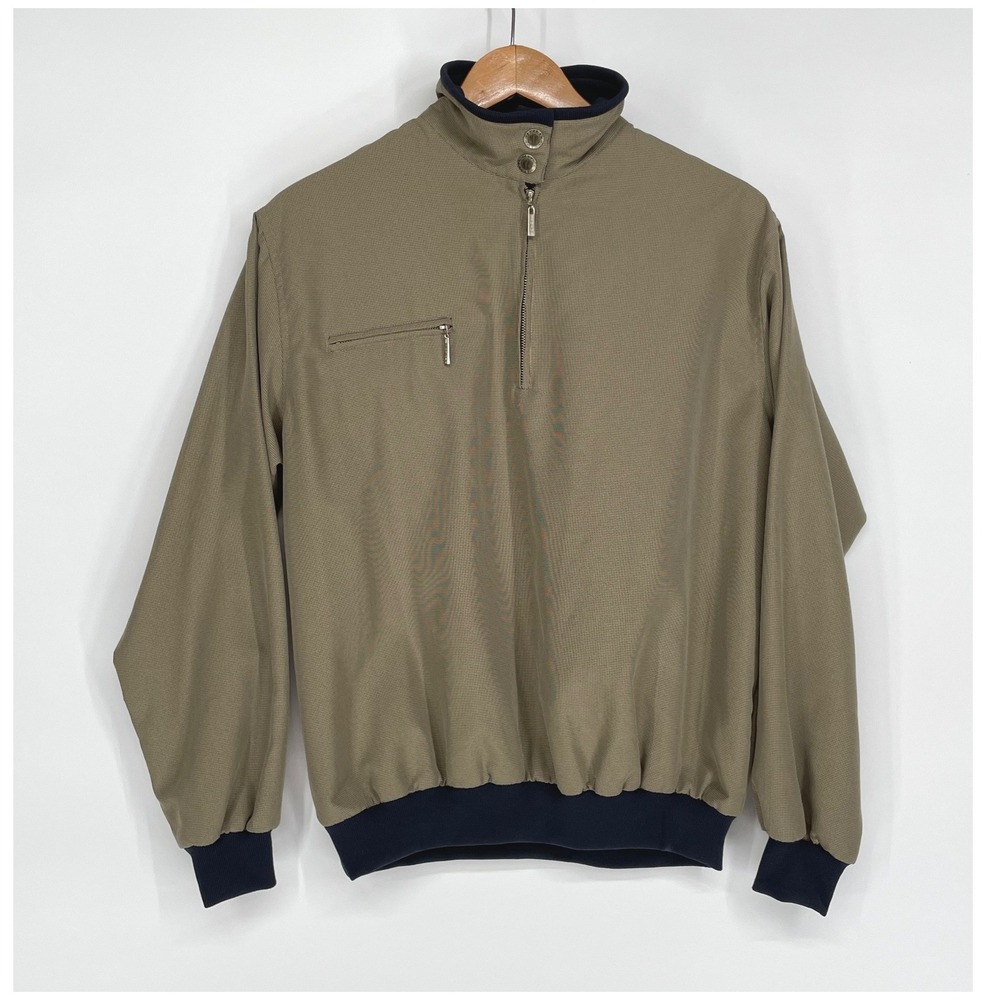 Vtg Tehama Nancy Haley Women Pullover M 1/4 Zip Olive Green Windbreaker Made USA